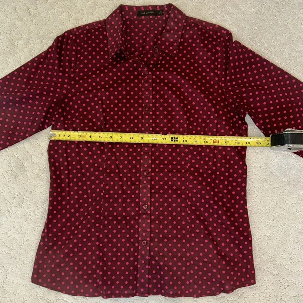 The Limited Maroon Button Down with Pink Polka Dots - Size L - Picture 4 of 6